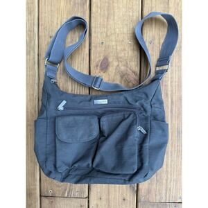 Baggallini Traveler's Nylon Crossbody Bag Purse Gray With Pockets